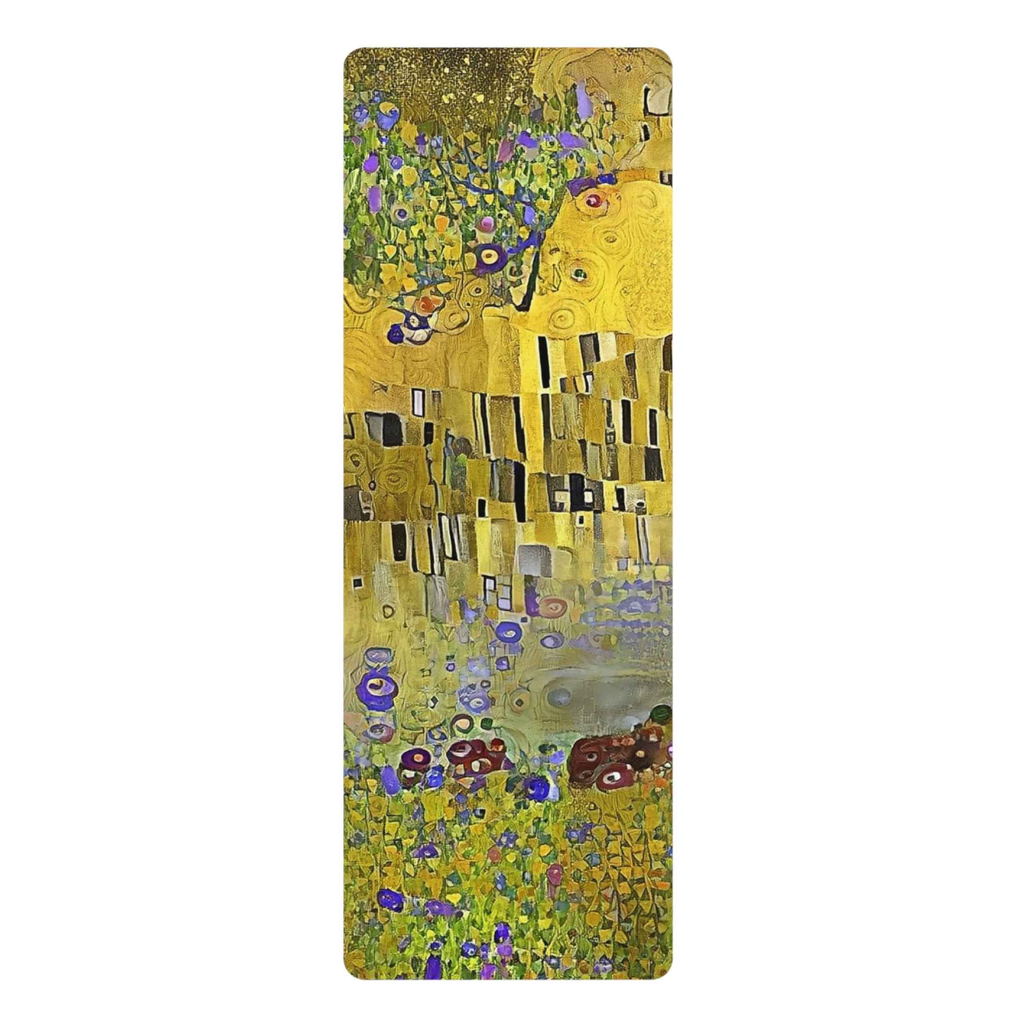Artistic Rubber Yoga Mat with Klimt-Like Floral Design